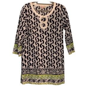 Becky & Max Black and Green Patterned Tunic